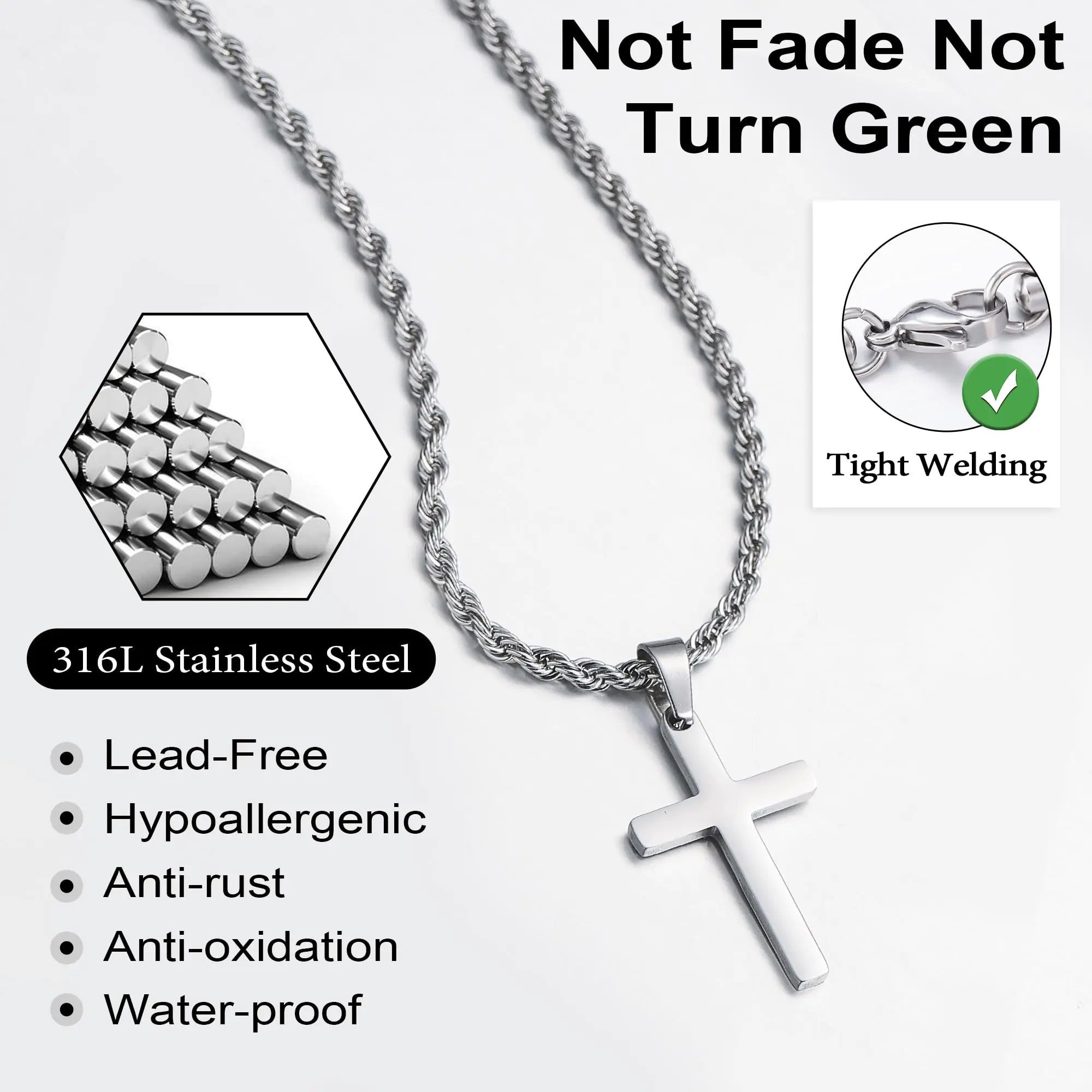 ✝️: Men's Stainless Steel Cross Necklace