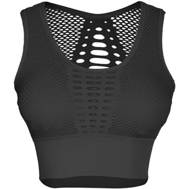 🏃‍♀️: Fitness Shockproof Mesh Sports Bra - High Support Athletic Wear