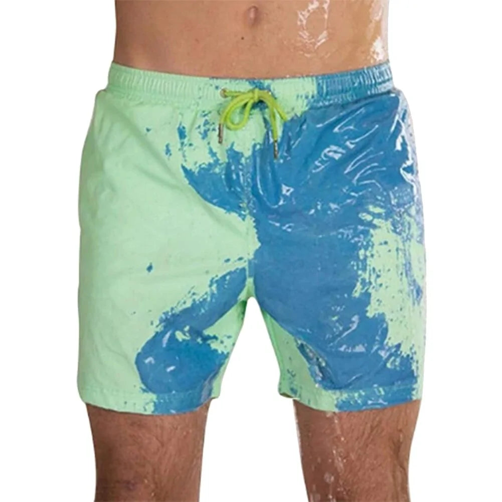 🌊: Men's Color-Changing Beach Shorts - Quick Dry Magic Swim Trunks