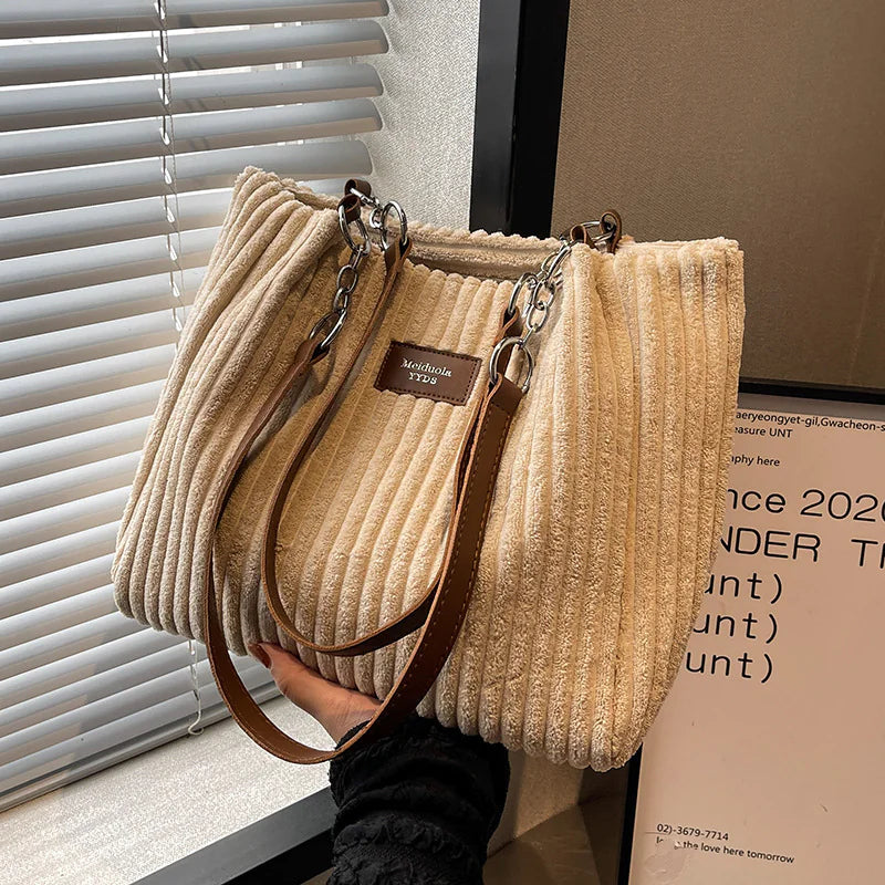 👜: Retro Corduroy Shoulder Bag - European American Style