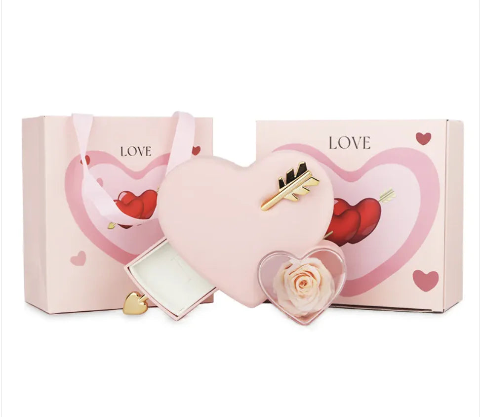 💎: Arrow Through Heart Rose Gift Box - Romantic Valentine's Day Jewelry Storage