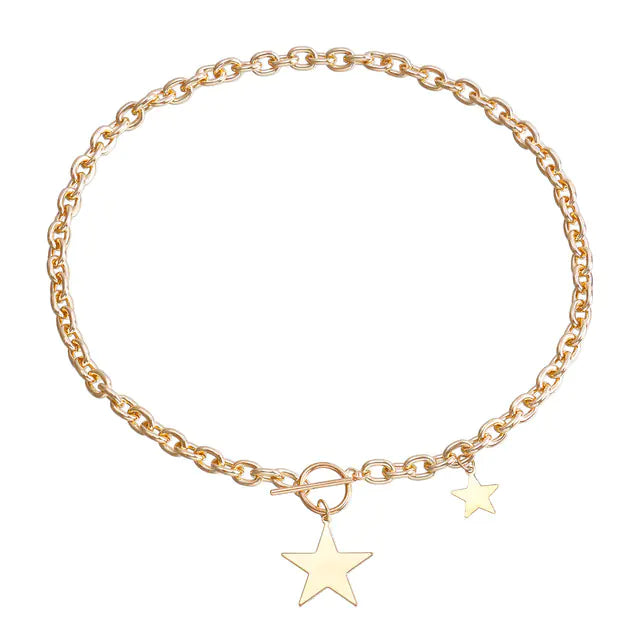 ⭐: Kpop Fashion Steel Star Pendant Choker Necklace