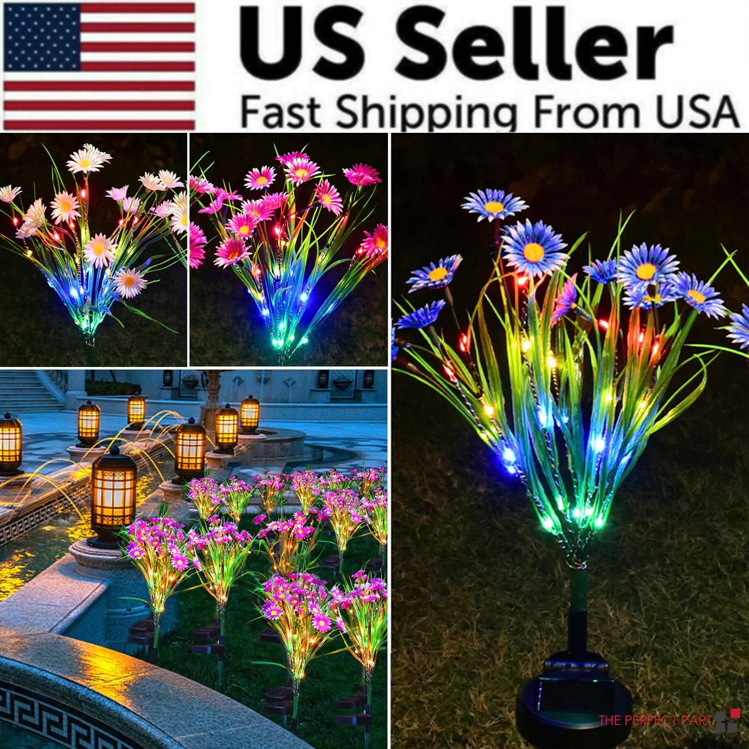 🌸: Solar Garden Lights LED Flower Stake - Waterproof Outdoor Patio Decor