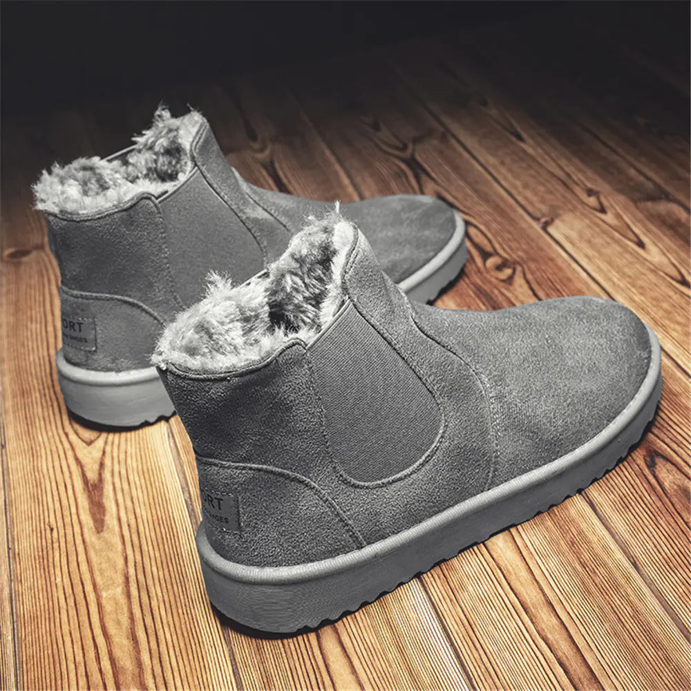 🥾: Men's Leather Ankle Boots with Warm Fur - Premium Winter Boots