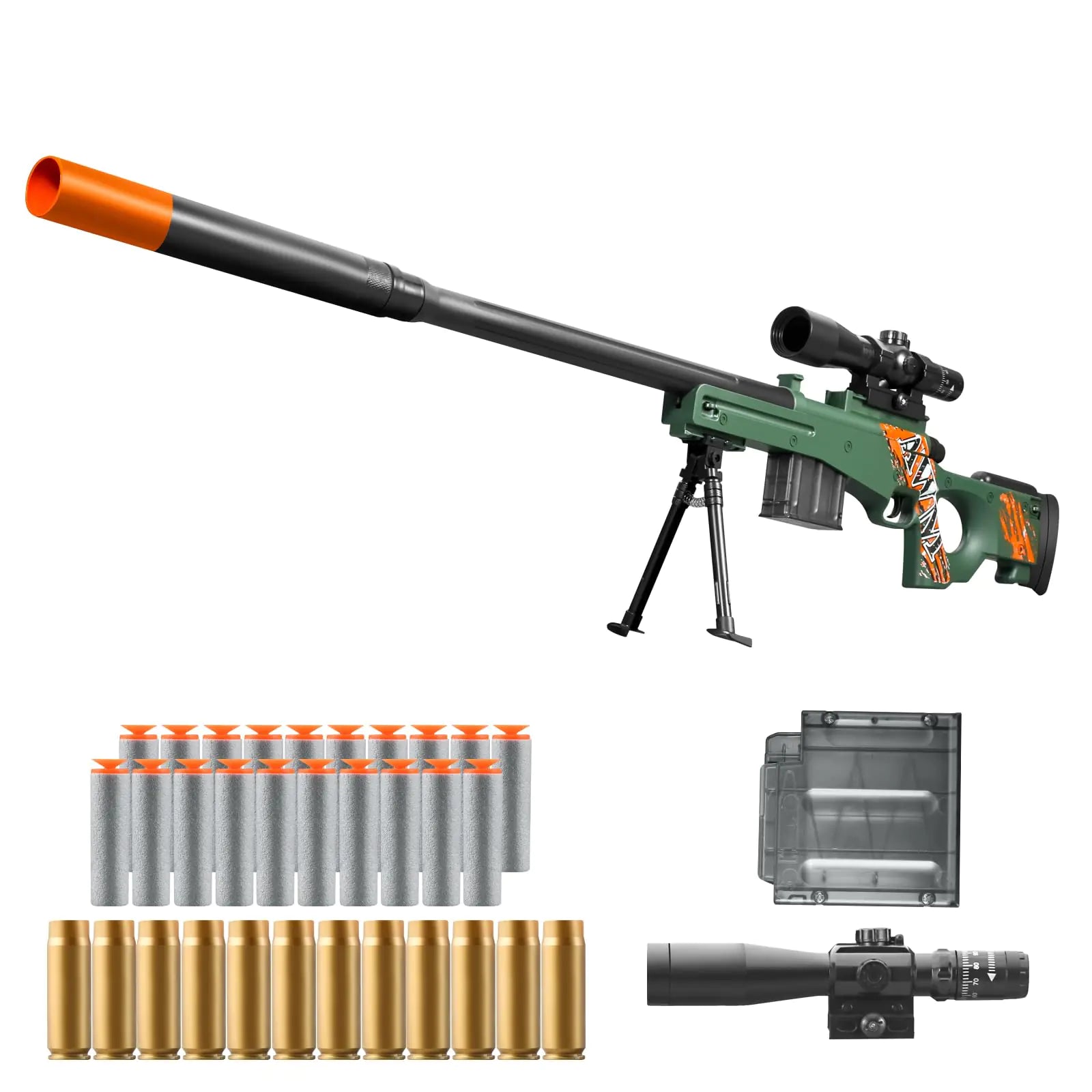 🔫: Tactical Foam Dart Blaster - Shell Ejecting Sniper Rifle with Precision Scope (Green)