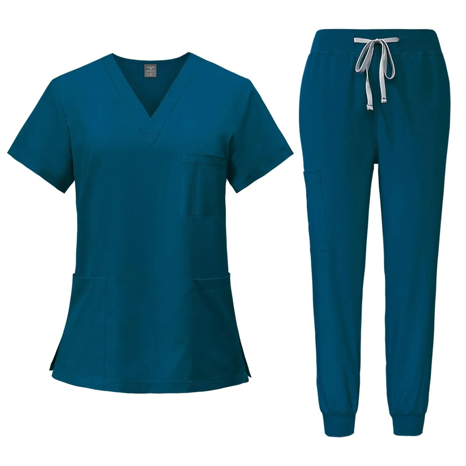 🩺: 10-Pocket Scrubs Set XXL - Turquoise 4-Way Stretch Women's Uniform