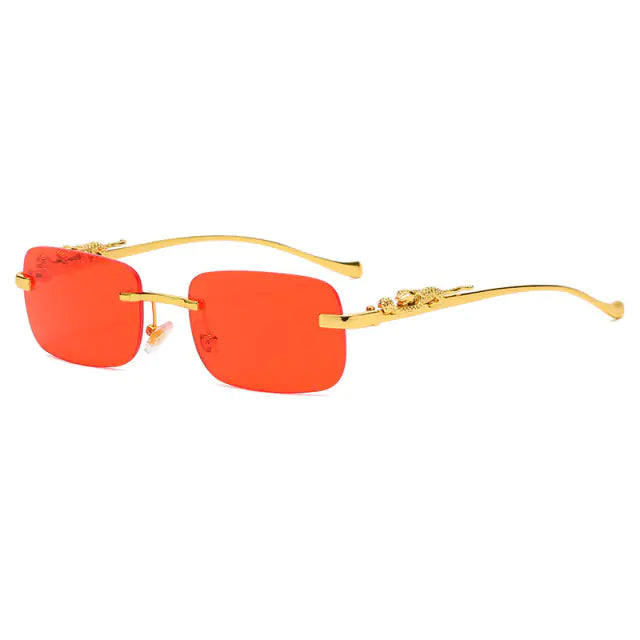 🐆: Vintage Rimless Square Sunglasses - Leopard Print Chic Style
