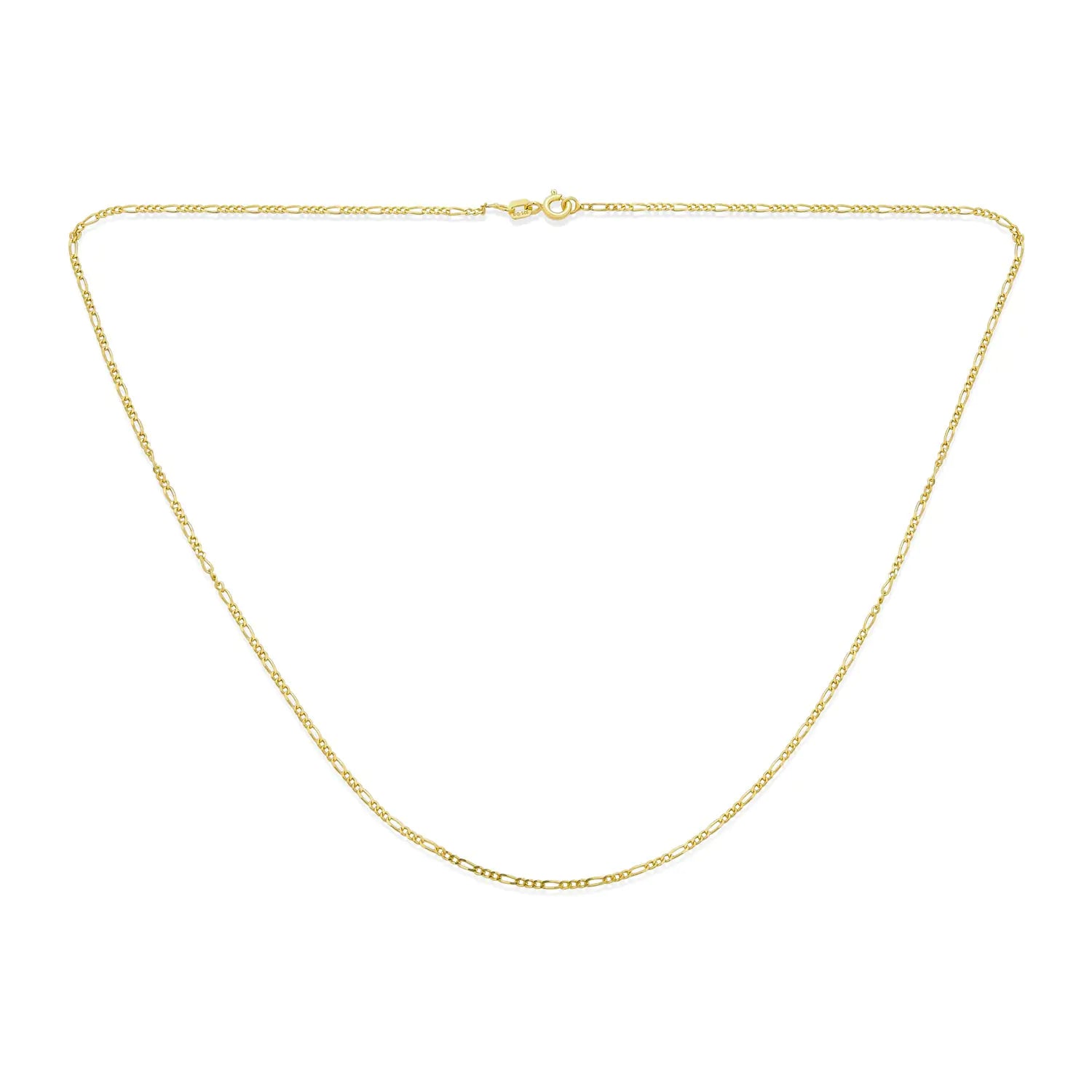 💎: Unisex 14K Yellow Gold Overlay Figaro Chain Necklace - 925 Sterling Silver 18" USA