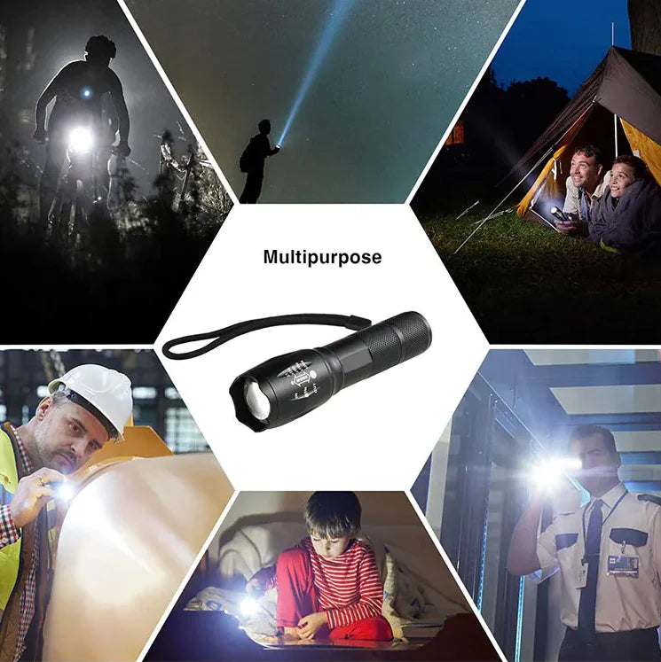🔦: Super-Bright 90000LM LED Tactical Flashlight - 5 Modes Zoomable Torch