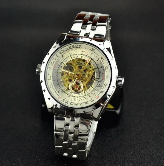 ⌚: Men's Hollow Automatic Mechanical Watch with Steel Band