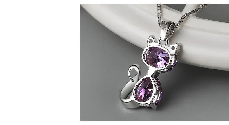 💎: 925 Sterling Silver Cat Pendant Necklace - Adorable Feline Charm Jewelry
