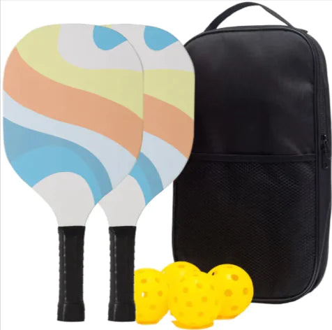 🏓: UV Print Pickleball Paddle Set - Complete Poplar Wood Kit with Balls & Storage