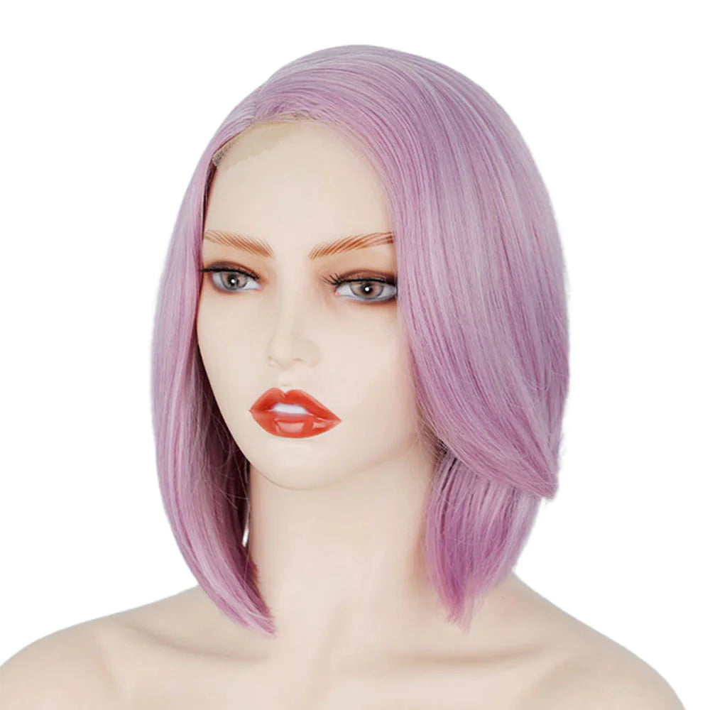 💜: Purple Short Bob Wig - Stylish Synthetic Hair Transformation