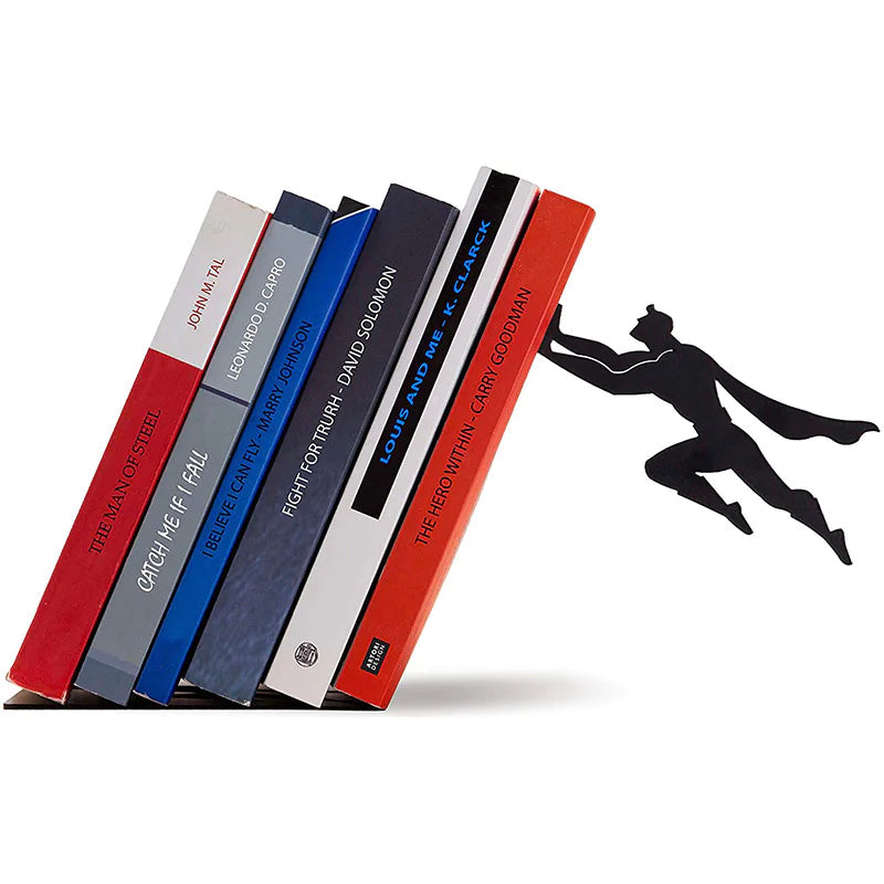 📚: Premium Metal Bookstand & Bookend - Superhero Design Book Organizer