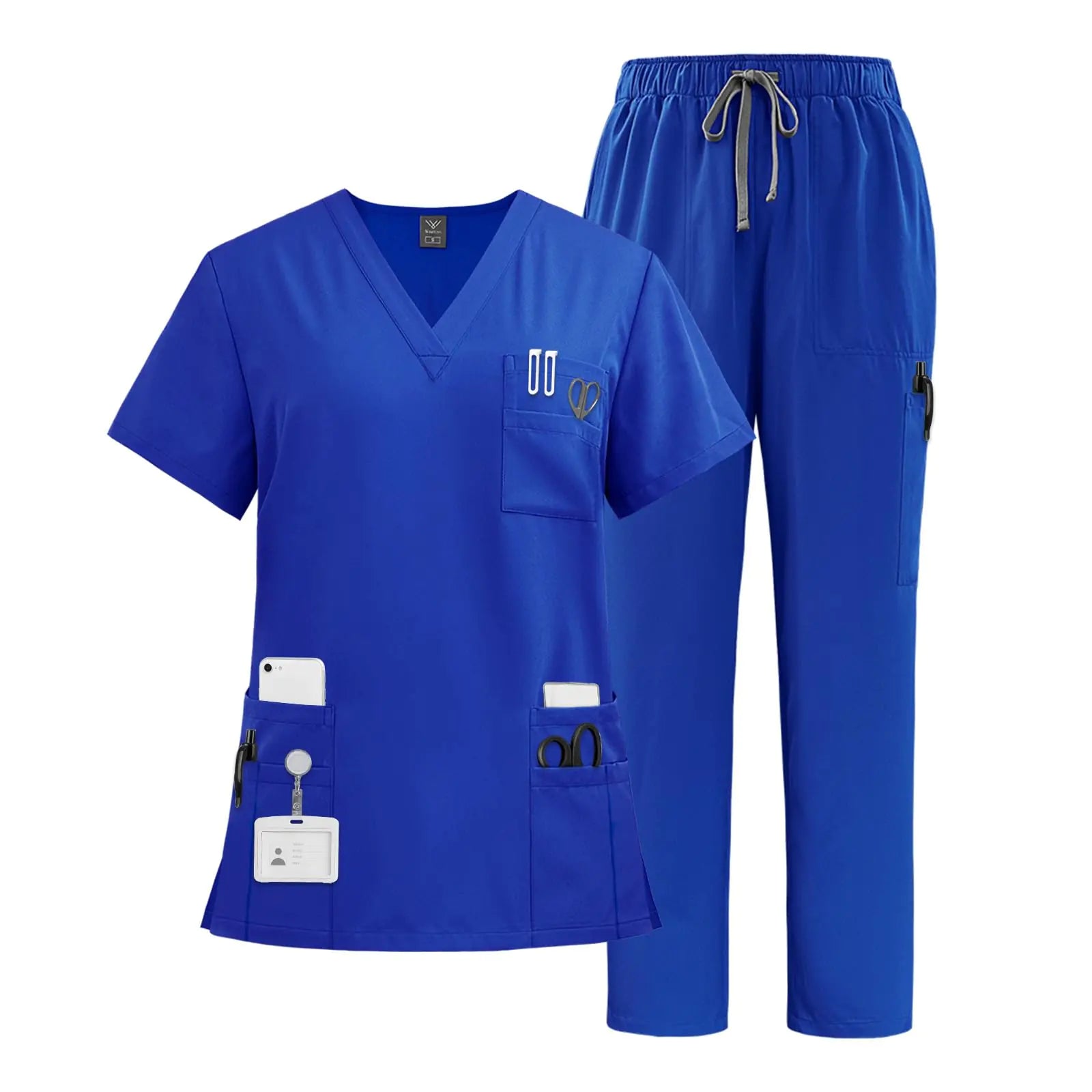 🩺: VIAOLI Complete Scrubs Set - V-Neck Top & Drawstring Pants Medical Uniform