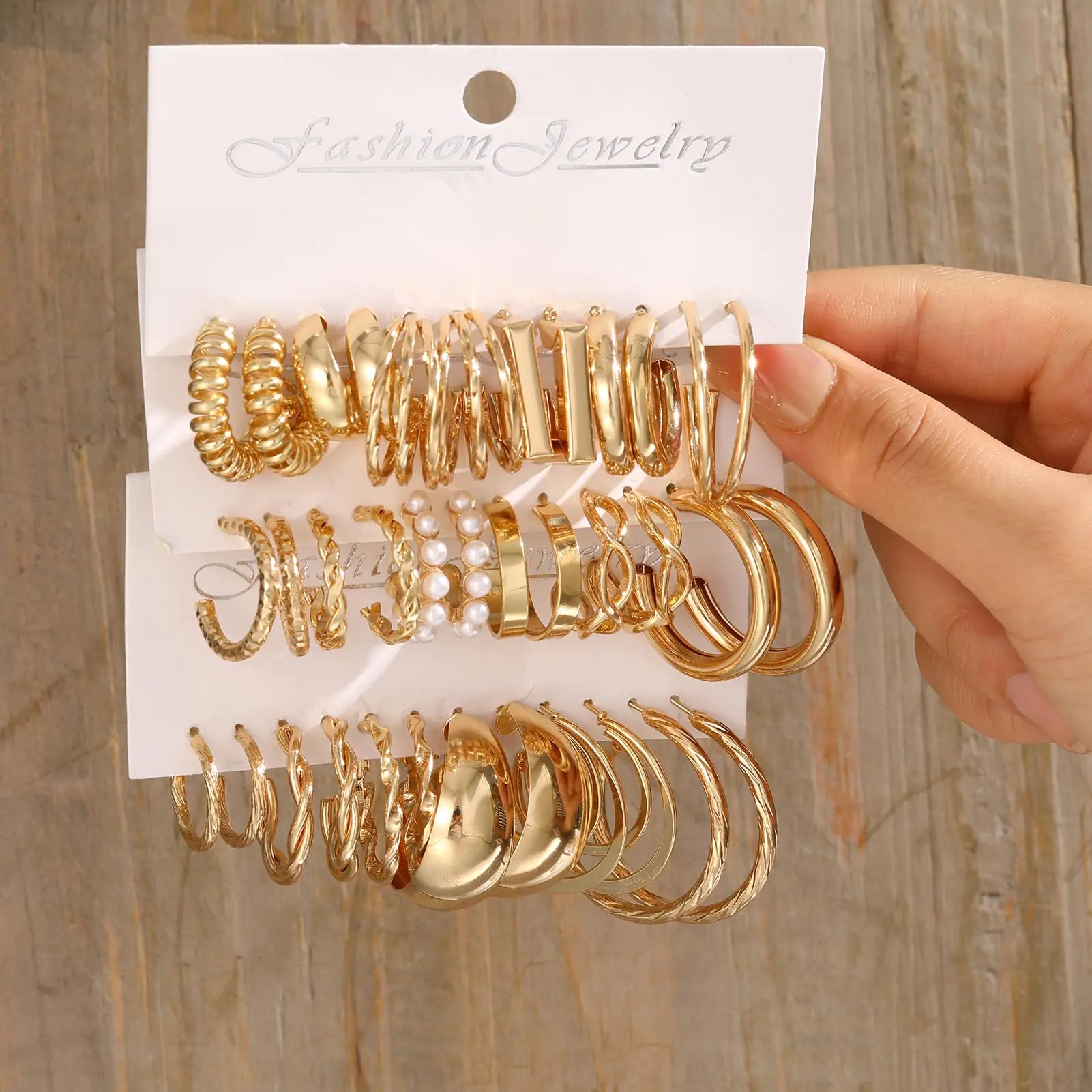 💎: 36 Pairs Gold Hoop Earrings Set - Premium Collection Chunky Pearl Chain Twisted Statement Pack