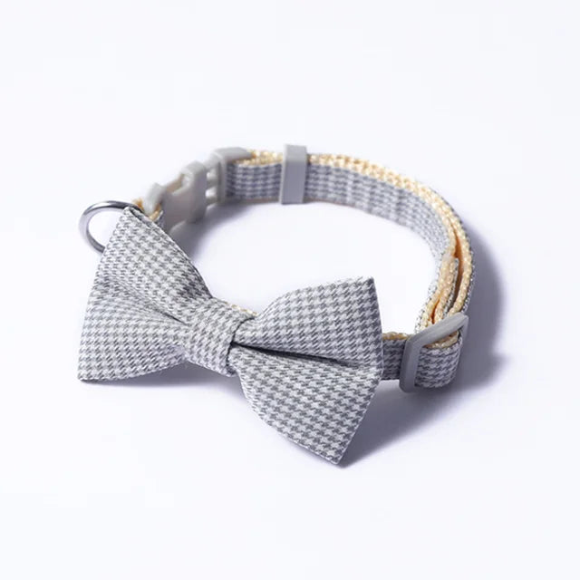 🎀: Plaid Print Pet Bow Tie Collar - Dapper Style Accessory