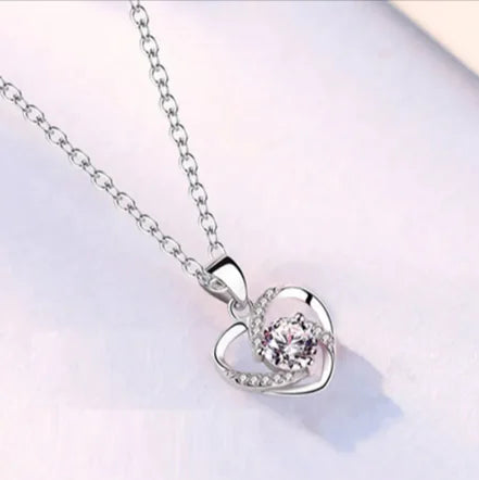 💎: Sterling Silver Heart Jewelry Set - Romantic Necklace and Earring Collection