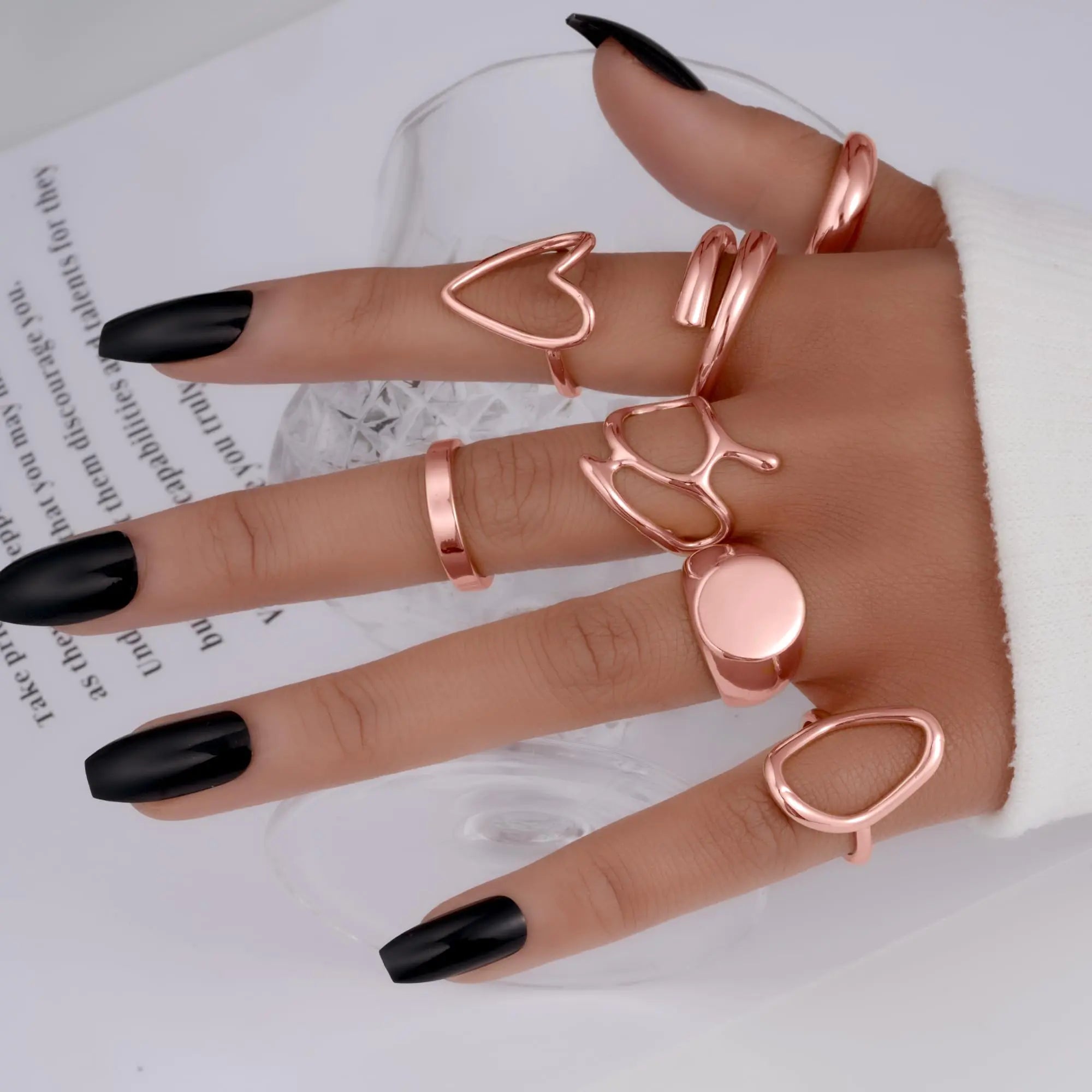 💎: FAXHION 12pc Gold Stackable Rings Set - 18K Plated Adjustable Knuckle Rings