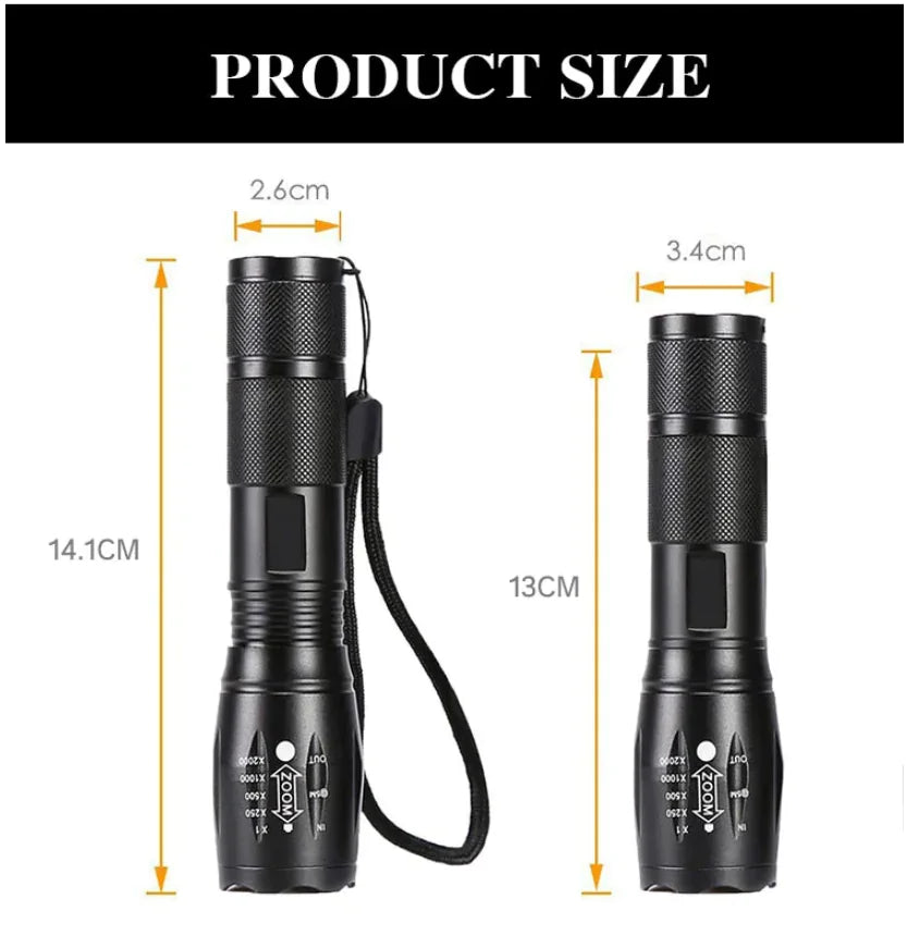🔦: Super-Bright 90000LM LED Tactical Flashlight - 5 Modes Zoomable Torch
