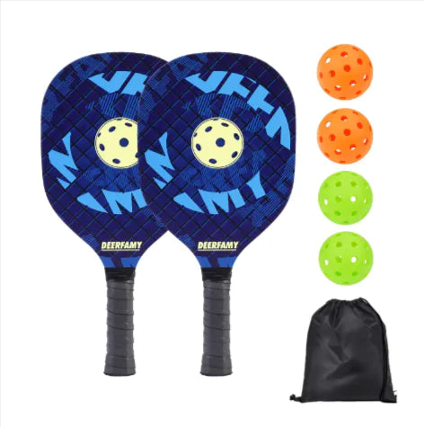 🏓: UV Print Pickleball Paddle Set - Complete Poplar Wood Kit with Balls & Storage