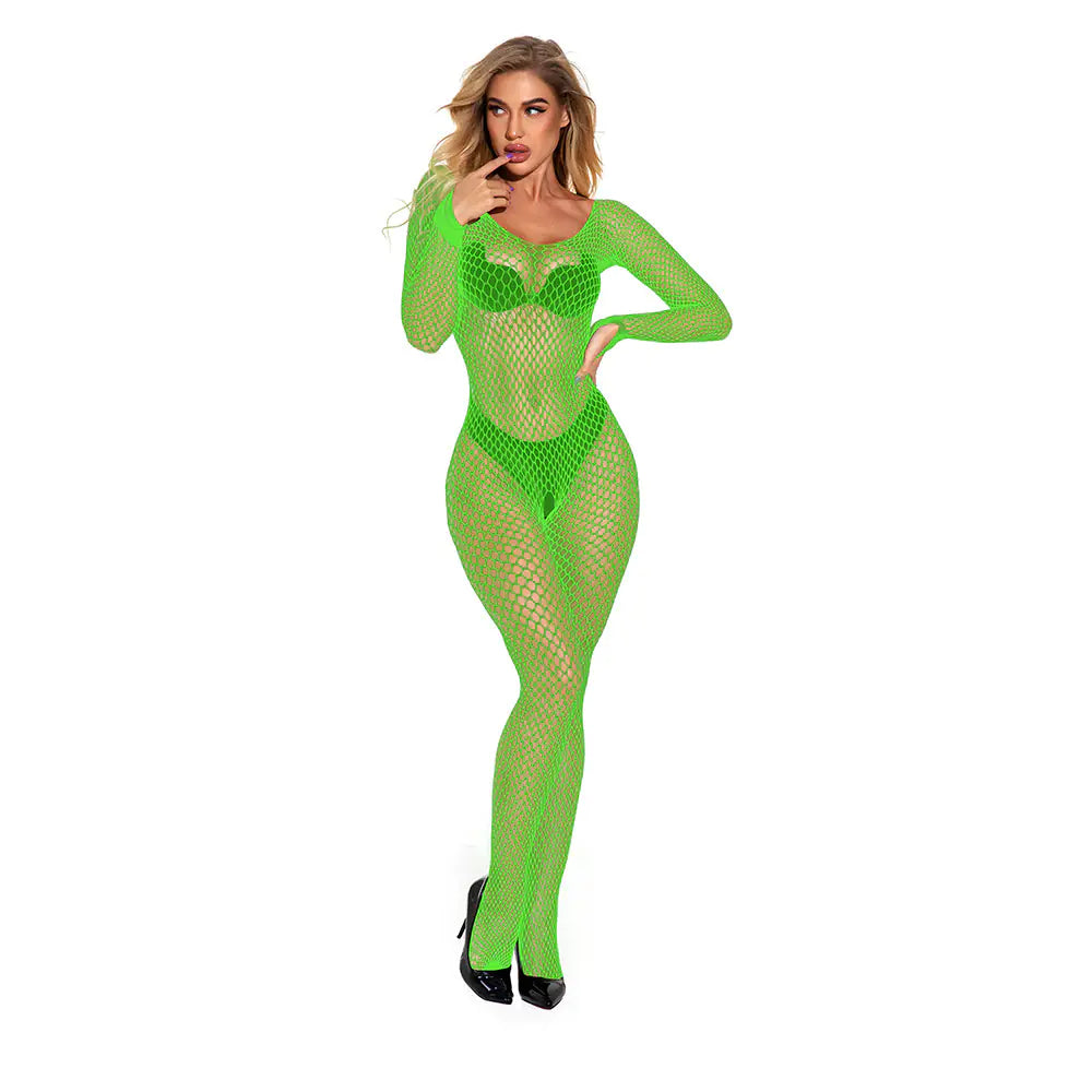 🕸️: Lace Bodystocking with Open Crotch and Straps - Seductive Full Body Lingerie