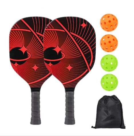 🏓: UV Print Pickleball Paddle Set - Complete Poplar Wood Kit with Balls & Storage