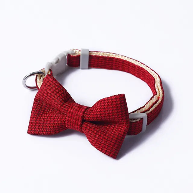 🎀: Plaid Print Pet Bow Tie Collar - Dapper Style Accessory
