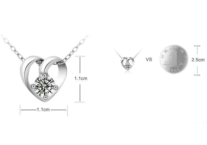 💎: 925 Sterling Silver Heart Diamond Pendant Necklace - Elegant Love Jewelry