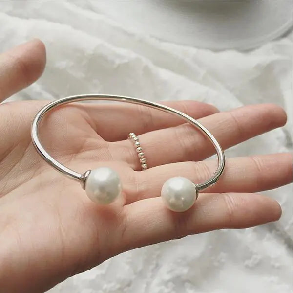 💎: 925 Sterling Silver Korean Style Pearl Bracelet - Trendy Fashion Jewelry
