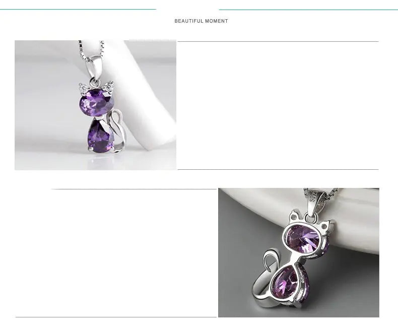 💎: 925 Sterling Silver Cat Pendant Necklace - Adorable Feline Charm Jewelry