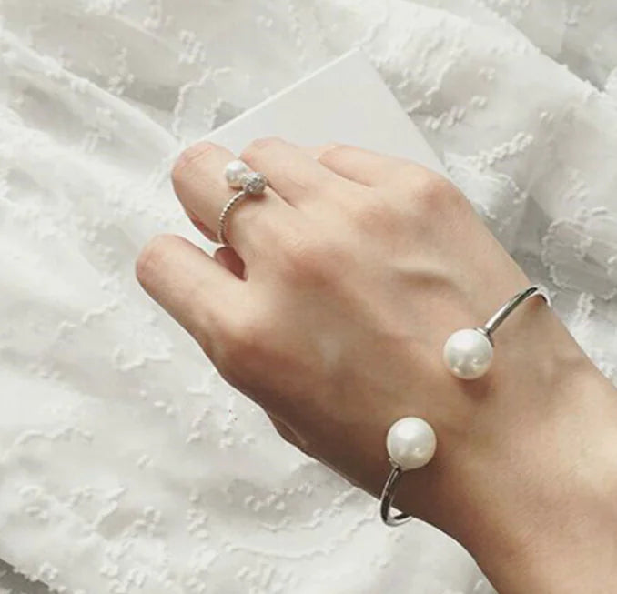 💎: 925 Sterling Silver Korean Style Pearl Bracelet - Trendy Fashion Jewelry