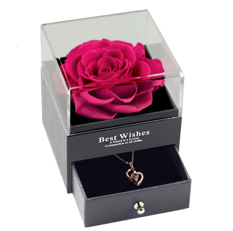 🌹: Preserved Rose Jewelry Box Necklace