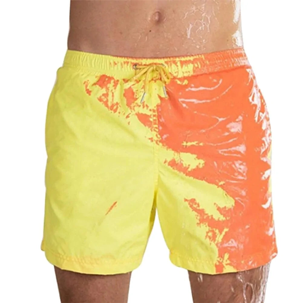🌊: Men's Color-Changing Beach Shorts - Quick Dry Magic Swim Trunks
