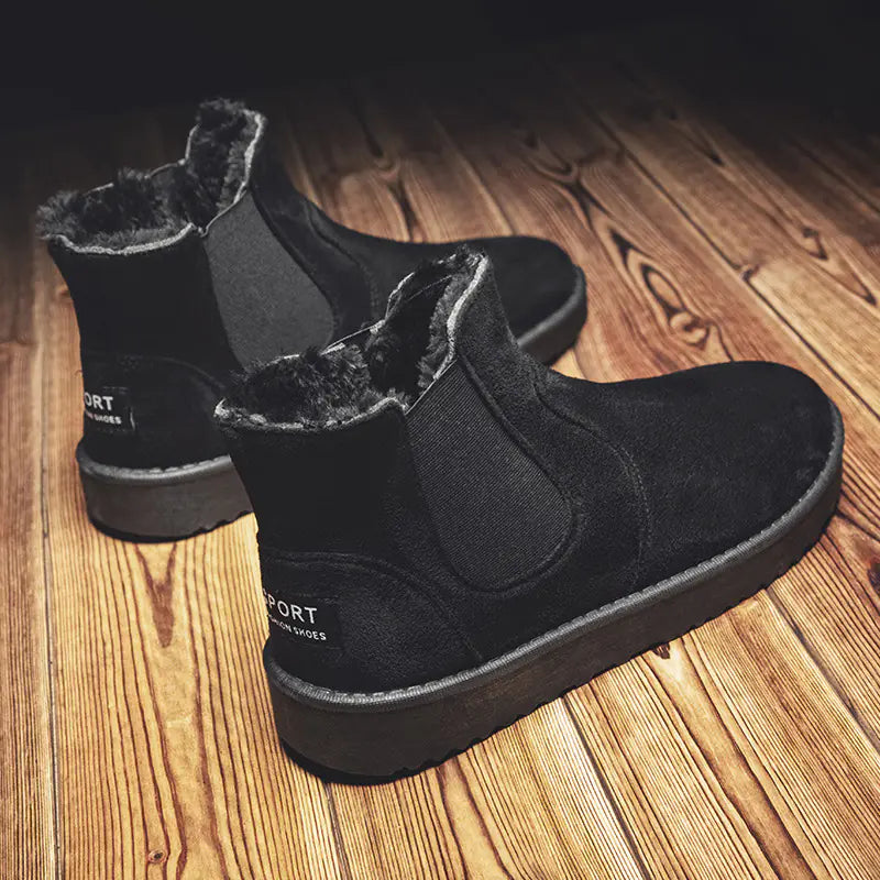 🥾: Men's Leather Ankle Boots with Warm Fur - Premium Winter Boots