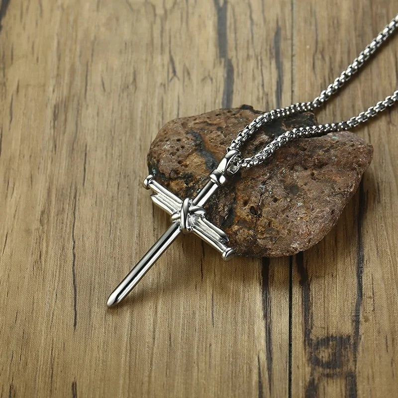🤘: Punk Style Titanium Steel Cross Pendant