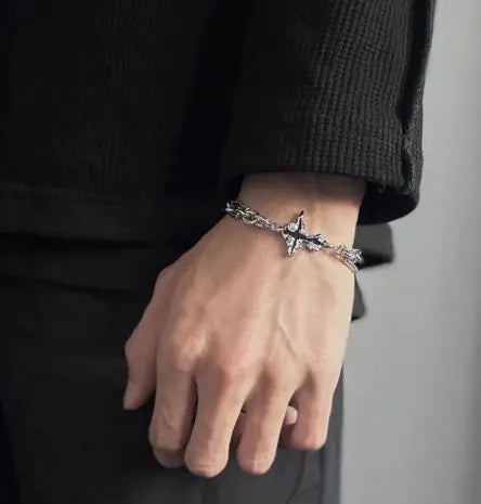 ✝️: Men's Cross Bracelet & Necklace Set - Titanium Steel Jewelry Collection