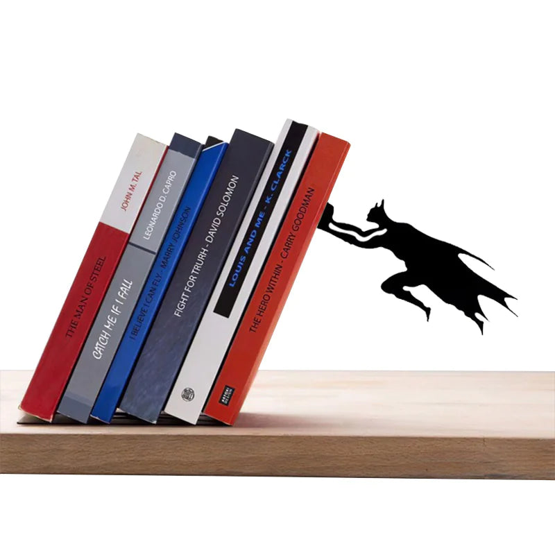 📚: Premium Metal Bookstand & Bookend - Superhero Design Book Organizer