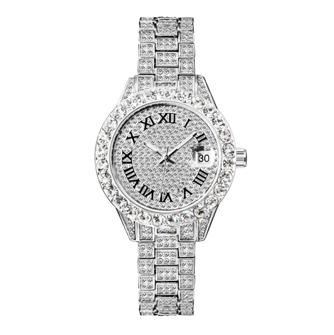 💎: Luminous Women's Quartz Watch - Diamond Inlaid Waterproof with Calendar