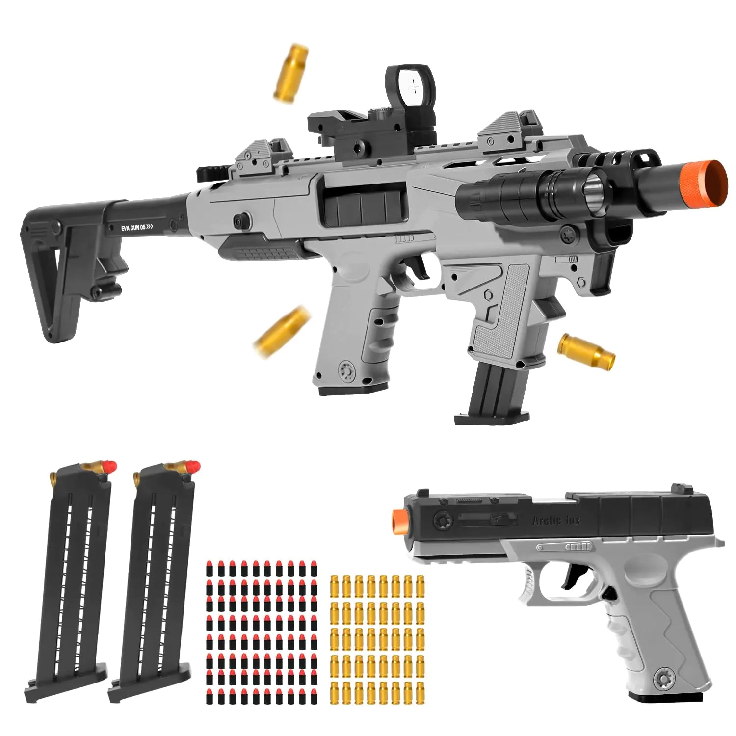 🔫: Premium Foam Dart Pistol - Shell Ejecting Blaster with 2 Clips & 80 Bullets