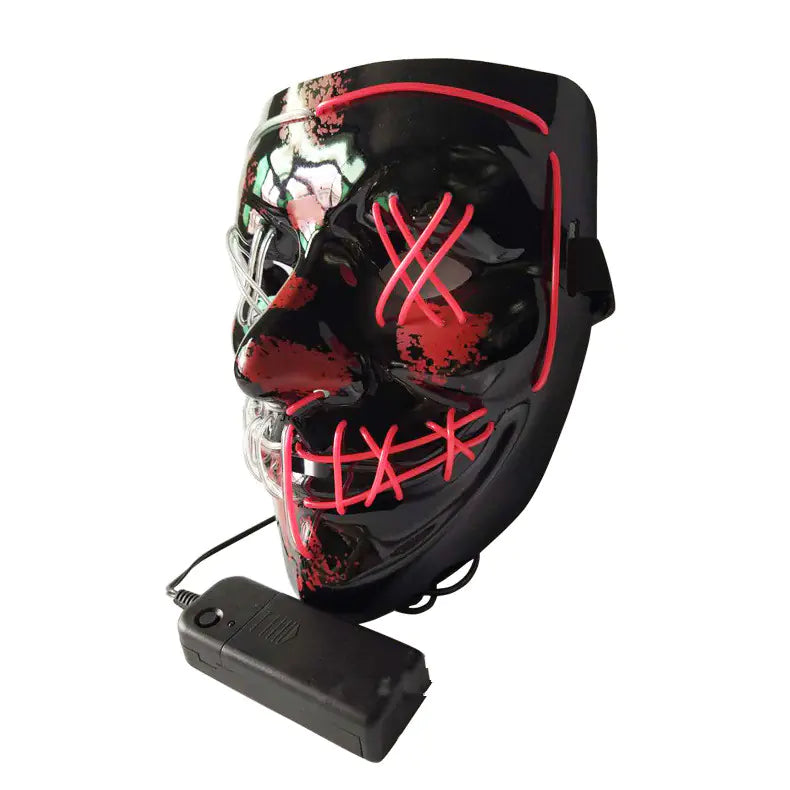 🎭: Black V Light-Up LED Mask - Two-Color Halloween Costume Prop