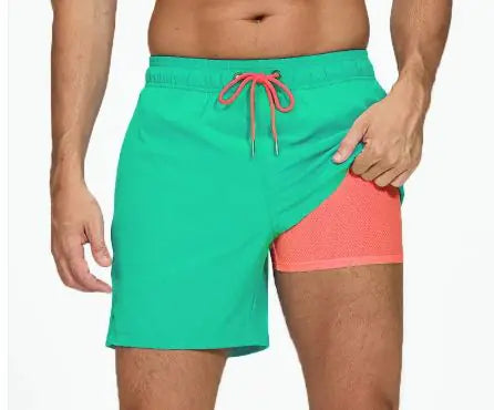 🏊: Men's Quick-Dry Double-Layer Beach Swim Trunks - Premium Comfort Swimwear