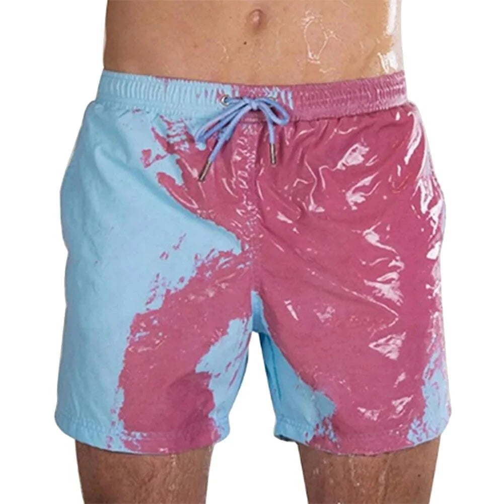 🌊: Men's Color-Changing Beach Shorts - Quick Dry Magic Swim Trunks
