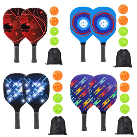 🏓: UV Print Pickleball Paddle Set - Complete Poplar Wood Kit with Balls & Storage