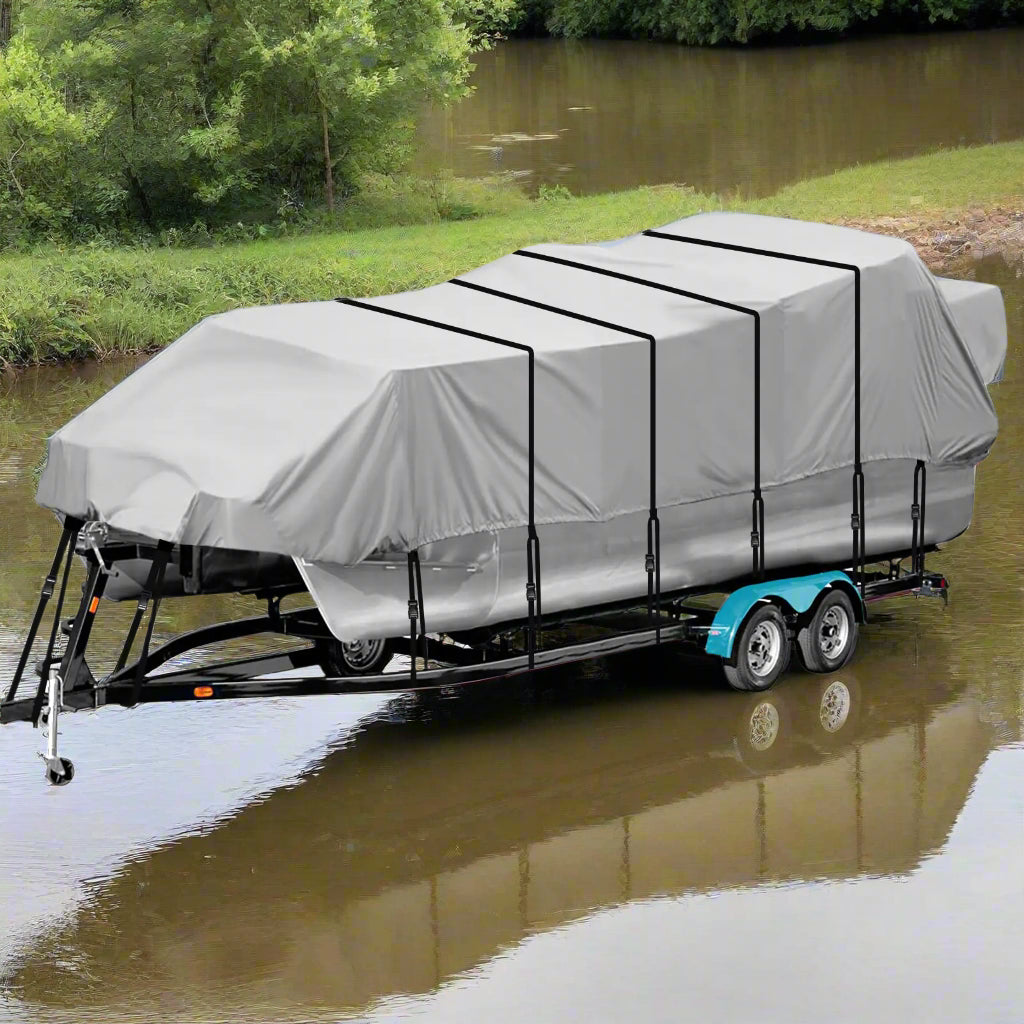 ⛵: Pontoon Boat Cover 17-20ft - 1200D Heavy Duty Canvas with Motor Cover