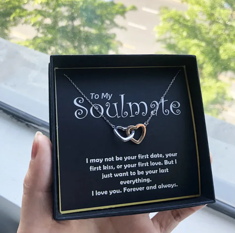 💕: Silver Double Heart Mood Necklace