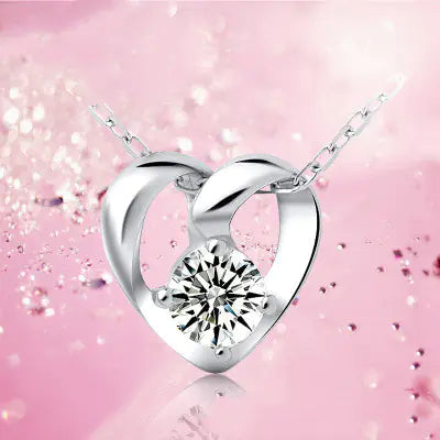 💎: 925 Sterling Silver Heart Diamond Pendant Necklace - Elegant Love Jewelry