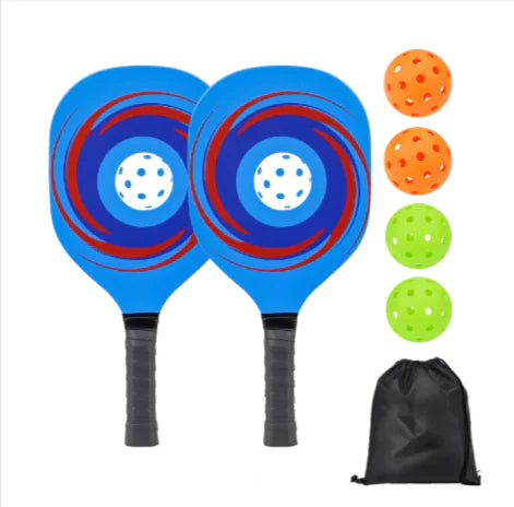 🏓: UV Print Pickleball Paddle Set - Complete Poplar Wood Kit with Balls & Storage