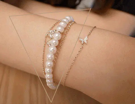 🎀: Korean Style Multi-Layer Pearl Bracelet with Bow - Feminine Fashion Jewelry